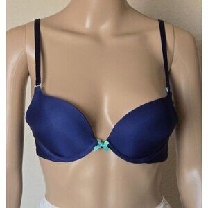 Victoria's Secret Push Up underwire blue lined Bra size 34A